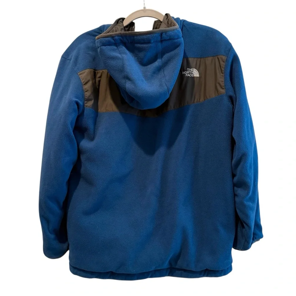 The North Face Full Zip Reversible Jacket Blue Grey‎ Boys Size Large 14/16 FLAW